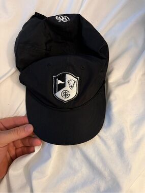 Buffalo golf and social Black Shield Patch Cap with Rope Detail